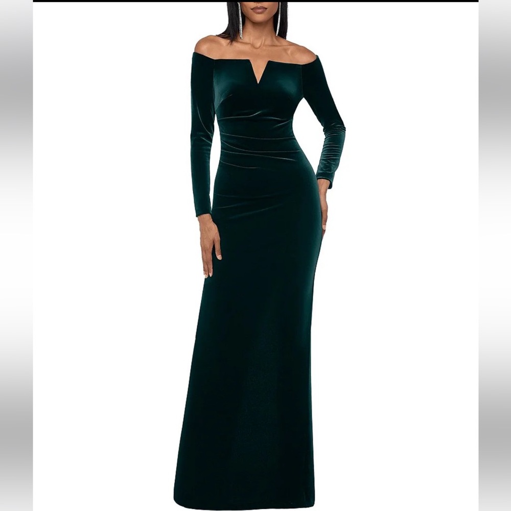 Xscape Petite Velvet Strapless Dress